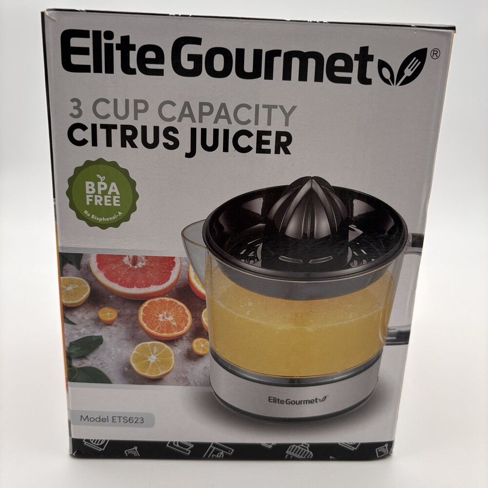 Elite Gourmet 3 Cup Capacity Citrus Juicer ETS623 - 40W Electric Squeezer